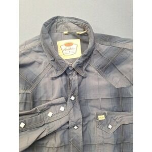 Larry Mahan Cowboy Collection Western Square Snap Shirt Men's Large Grey Plaid